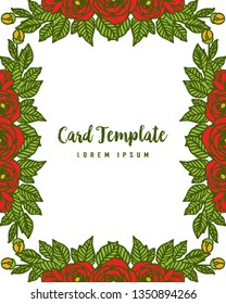 Vector illustration rose flower frame blooms with card template lettering