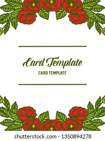 Vector illustration rose flower frame blooms with card template lettering