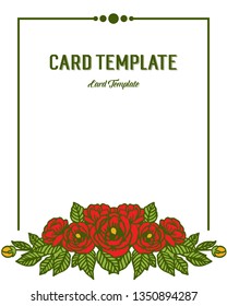 Vector illustration rose flower frame blooms with card template lettering