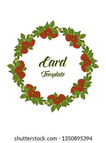 Vector illustration rose flower frame blooms with card template lettering