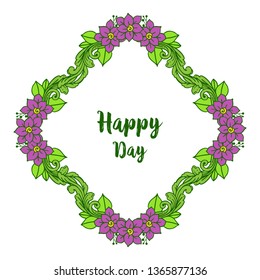 Vector illustration rose flower frame for banner design happy day hand drawn