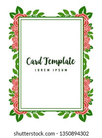 Vector illustration rose flower frames isolated on background with texture of card template