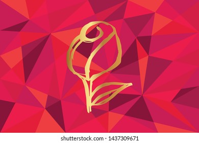 Vector Illustration of Rose Flower Icon with Red Polygon and Geometric. Graphic Design for Template, Layout, Background, Poster and More.