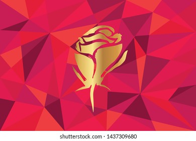 Vector Illustration of Rose Flower Icon with Red Polygon and Geometric. Graphic Design for Template, Layout, Background, Poster and More.