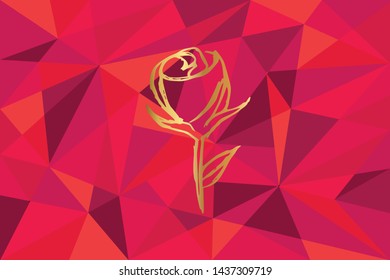 Vector Illustration of Rose Flower Icon with Red Polygon and Geometric. Graphic Design for Template, Layout, Background, Poster and More.