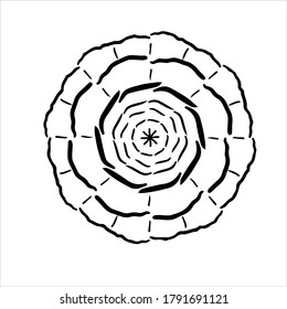 Vector illustration of a rose flower isolated on white background. Hand drawn outline icon in doodle style.