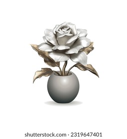 Vector illustration of a rose flower in a miniature jug