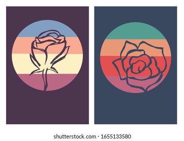 Vector Illustration of Rose Flower Nature Poster with Vintage Colors and Background. This is Perfect for Card, Decoration, and Layout.