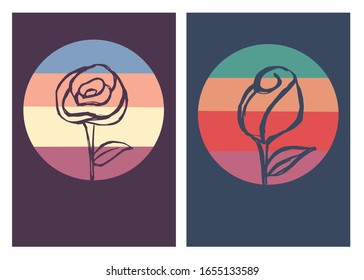 Vektorillustration-Illustration von Rosenblütenplakaten mit Vintage-Farben und Hintergrund. Dies ist perfekt für Karte, Dekoration und Layout.
