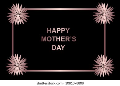 Vector Illustration Rose Gold Background of Happy Mother's Day with Flowers. Flat Line Icon, Sign, Symbol, Graphic Design Outline Silhouette EPS10.