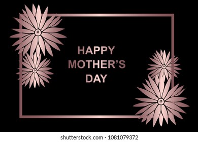 Vector Illustration Rose Gold Background of Happy Mother's Day with Flowers. Flat Line Icon, Sign, Symbol, Graphic Design Outline Silhouette EPS10.