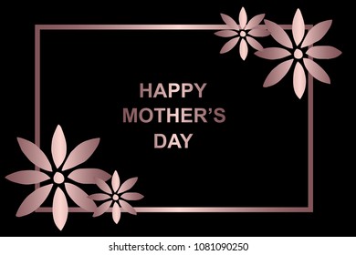 Vector Illustration Rose Gold Background of Happy Mother's Day with Flowers. Flat Line Icon, Sign, Symbol, Graphic Design Outline Silhouette EPS10.
