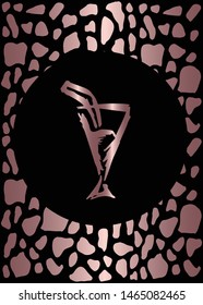 Vector Illustration of Rose Gold Card, Poster and Wallpaper of Drinks Icon or Drawing. Graphic Design For Background, Template, Decoration and More.