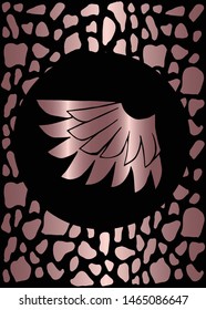 Vector Illustration of Rose Gold Card, Poster and Wallpaper of Wings Icon or Drawing. Graphic Design For Background, Template, Decoration and More.