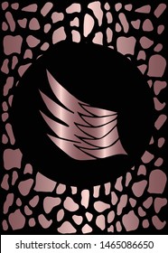 Vector Illustration of Rose Gold Card, Poster and Wallpaper of Wings Icon or Drawing. Graphic Design For Background, Template, Decoration and More.