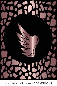 Vector Illustration of Rose Gold Card, Poster and Wallpaper of Wings Icon or Drawing. Graphic Design For Background, Template, Decoration and More.
