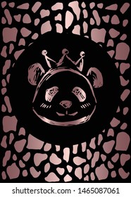 Vector Illustration of Rose Gold Card, Poster and Wallpaper of Panda Animal Icon or Drawing. Graphic Design For Background, Template, Decoration and More.