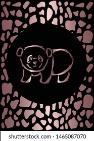 Vector Illustration of Rose Gold Card, Poster and Wallpaper of Panda Animal Icon or Drawing. Graphic Design For Background, Template, Decoration and More.