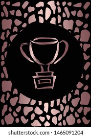 Vector Illustration of Rose Gold Card, Poster and Wallpaper of Trophy Award Icon or Drawing. Graphic Design For Background, Template, Decoration and More.