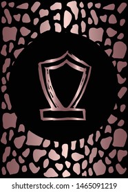 Vector Illustration of Rose Gold Card, Poster and Wallpaper of Trophy Award Icon or Drawing. Graphic Design For Background, Template, Decoration and More.