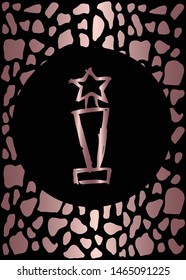Vector Illustration of Rose Gold Card, Poster and Wallpaper of Trophy Award Icon or Drawing. Graphic Design For Background, Template, Decoration and More.