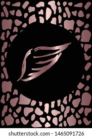 Vector Illustration of Rose Gold Card, Poster and Wallpaper of Wings Icon or Drawing. Graphic Design For Background, Template, Decoration and More.