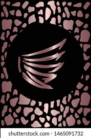 Vector Illustration of Rose Gold Card, Poster and Wallpaper of Wings Icon or Drawing. Graphic Design For Background, Template, Decoration and More.