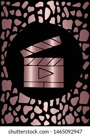 Vector Illustration of Rose Gold Card, Poster and Wallpaper of Movie Film Icon or Drawing. Graphic Design For Background, Template, Decoration and More.