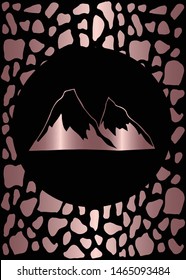 Vector Illustration of Rose Gold Card, Poster and Wallpaper of Mountain Icon or Drawing. Graphic Design For Background, Template, Decoration and More.