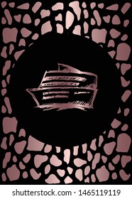 Vector Illustration of Rose Gold Card, Poster and Wallpaper of Boat or Ship Icon or Drawing. Graphic Design For Background, Template, Decoration and More.