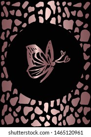 Vector Illustration of Rose Gold Card, Poster and Wallpaper of Butterfly Icon or Drawing. Graphic Design For Background, Template, Decoration and More.
