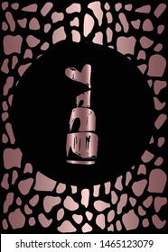 Vector Illustration of Rose Gold Card, Poster and Wallpaper of Makeup Lipstick Icon or Drawing. Graphic Design For Background, Template, Decoration and More.