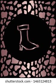 Vector Illustration of Rose Gold Card, Poster and Wallpaper of Heels Fashion Icon or Drawing. Graphic Design For Background, Template, Decoration and More.