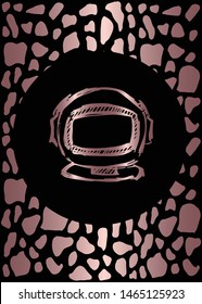 Vector Illustration of Rose Gold Card, Poster and Wallpaper of Astronaut Icon or Drawing. Graphic Design For Background, Template, Decoration and More.