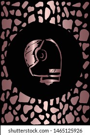 Vector Illustration of Rose Gold Card, Poster and Wallpaper of Astronaut Icon or Drawing. Graphic Design For Background, Template, Decoration and More.
