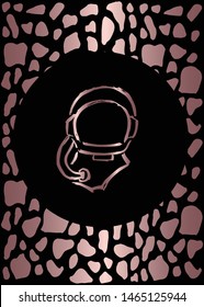 Vector Illustration of Rose Gold Card, Poster and Wallpaper of Astronaut Icon or Drawing. Graphic Design For Background, Template, Decoration and More.