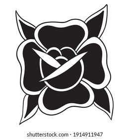 Ilustración vectorial de diseño gráfico rosa, icono, dibujo de tatuajes de arte, logotipo, dibujo a mano, uso en impresión