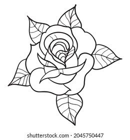 vector illustration of rose graphic design, art tattoo sketch, hand draw, use in print