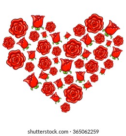 Vector Illustration of Rose Heart Shape