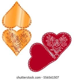A vector illustration of rose hearts, geometric lace to nature inspired lattice heart shape. Valentine's Day