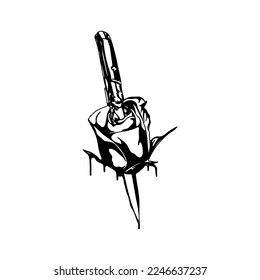 vector illustration of rose and knife