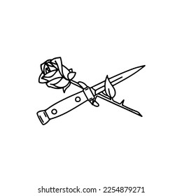  vector illustration of a rose with a knife