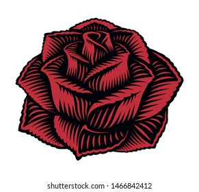 Vector illustration of a rose on a white background.
