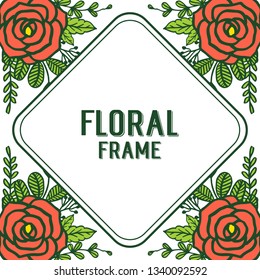 Vector illustration rose orange floral frame with greeting card hand drawn