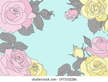 Vector illustration of a rose pattern frame in retro color