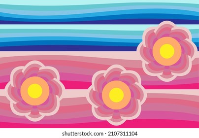 Vector illustration of rose petals on wavy pattern background.