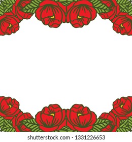 Vector illustration rose red flower frames blooms hand drawn