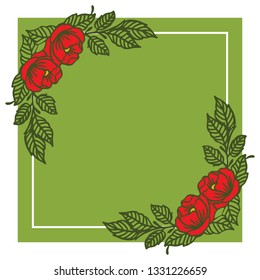 Vector illustration rose red flower frames blooms hand drawn