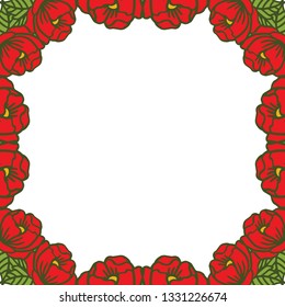 Vector illustration rose red flower frames blooms hand drawn