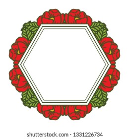 Vector illustration rose red flower frames blooms hand drawn